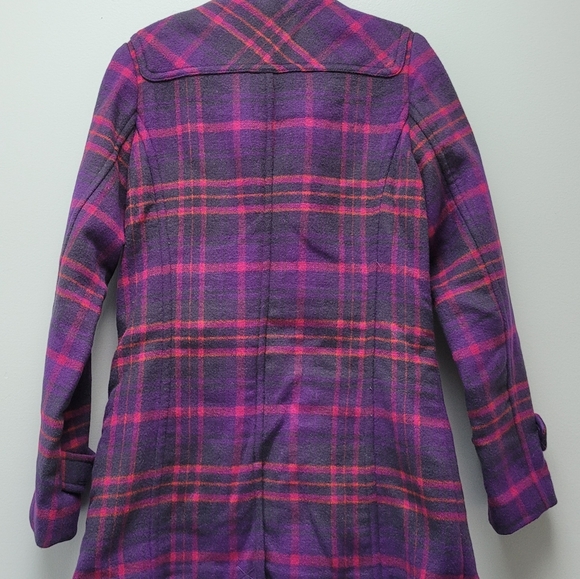 C. WONDER | PINK & PURPLE PLAID TOGGLE COAT, SZ S - Picture 3 of 10